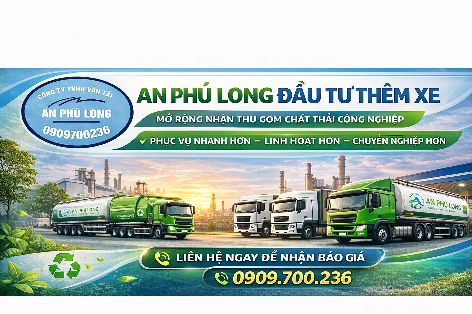 An Phú Long đầu tư thêm xe – Mở rộng nhận thu gom chất thải tại TP.HCM và khu vực lân cận